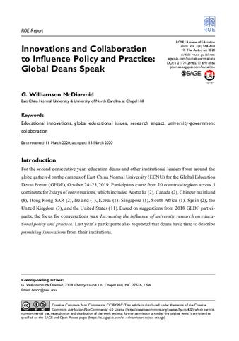 Innovations and Collaboration to Influence Policy and Practice: Global Deans Speak thumbnail