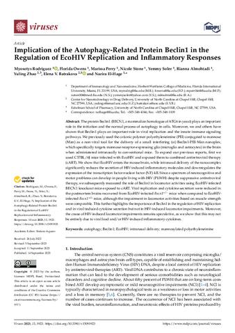Implication of the Autophagy-Related Protein Beclin1 in the Regulation of EcoHIV Replication and Inflammatory Responses thumbnail