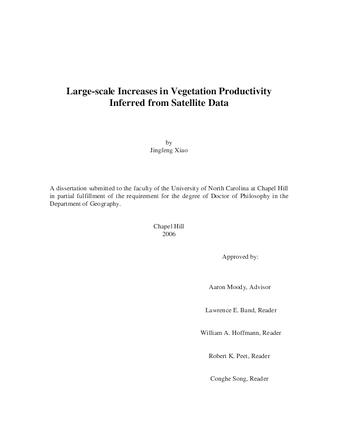 Large-scale increases in vegetation productivity inferred from satellite data thumbnail