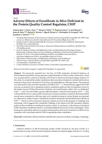 Adverse effects of fenofibrate in mice deficient in the protein quality control regulator, CHIP thumbnail