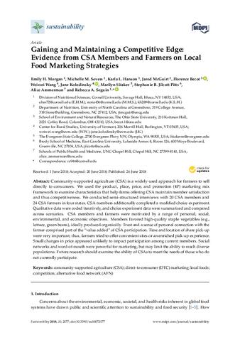 Gaining and maintaining a competitive edge: Evidence from CSA members and farmers on local food marketing strategies thumbnail