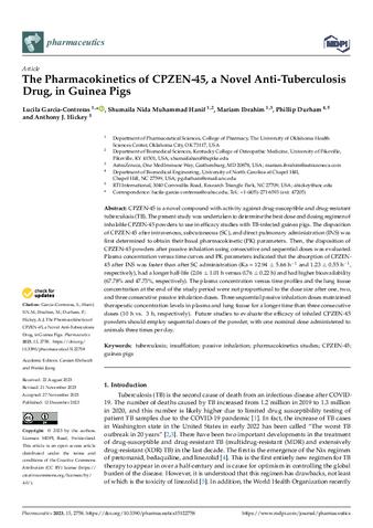 The Pharmacokinetics of CPZEN-45, a Novel Anti-Tuberculosis Drug, in Guinea Pigs thumbnail