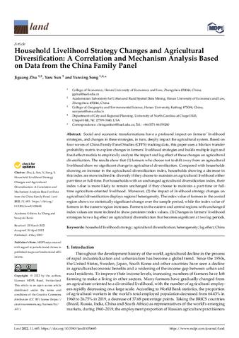 Household Livelihood Strategy Changes and Agricultural Diversification: A Correlation and Mechanism Analysis Based on Data from the China Family Panel thumbnail