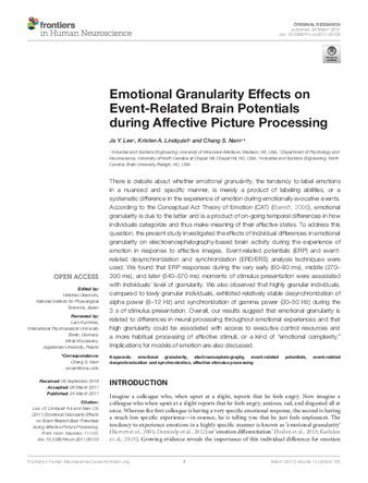 Emotional Granularity Effects on Event-Related Brain Potentials during Affective Picture Processing thumbnail