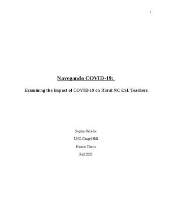 Navegando COVID-19: Examining the Impact of COVID-19 on Rural NC ESL Teachers thumbnail