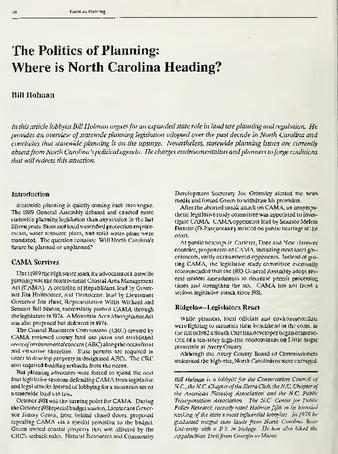 The Politics of Planning: Where is North Carolina Heading? thumbnail