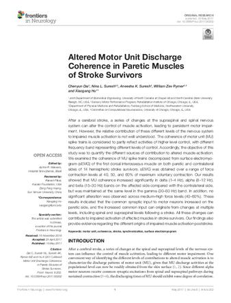 Altered Motor Unit Discharge Coherence in Paretic Muscles of Stroke Survivors thumbnail