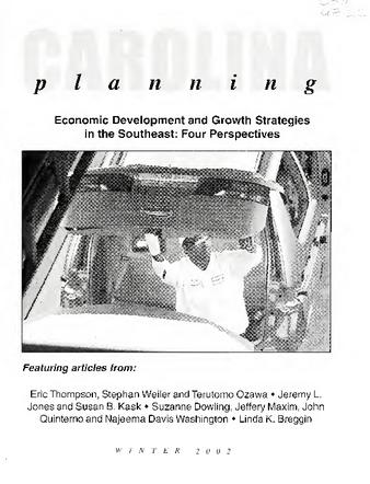 Carolina Planning Vol. 27.1: Economic Development and Growth Strategies in the Southeast: Four Perspectives thumbnail