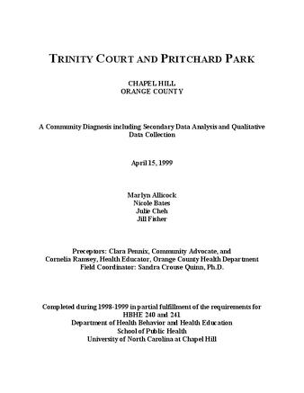 Trinity Court and Pritchard Park, Chapel Hill, Orange County : a community diagnosis including secondary data analysis and qualitative data collection thumbnail