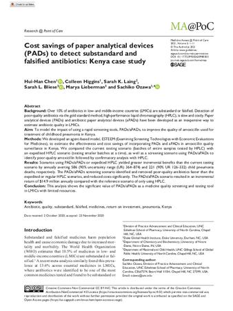 Cost savings of paper analytical devices (PADs) to detect substandard and falsified antibiotics: Kenya case study thumbnail