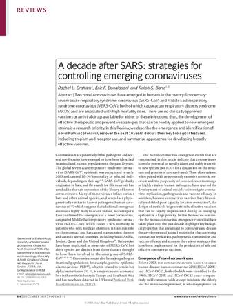 A decade after SARS: strategies for controlling emerging coronaviruses thumbnail