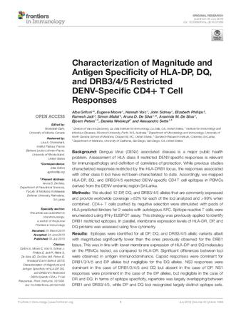Characterization of magnitude and antigen specificity of HLA-DP, DQ, and DRB3/4/5 restricted DENV-specific CD4+ T cell responses thumbnail