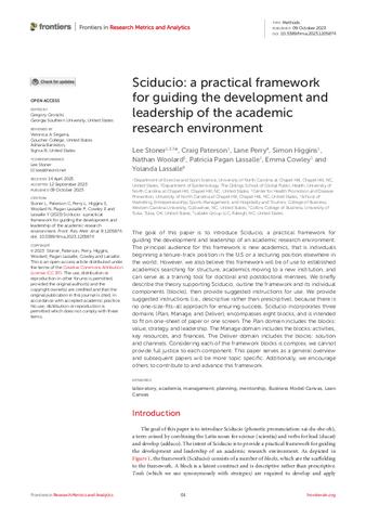 Sciducio: a practical framework for guiding the development and leadership of the academic research environment