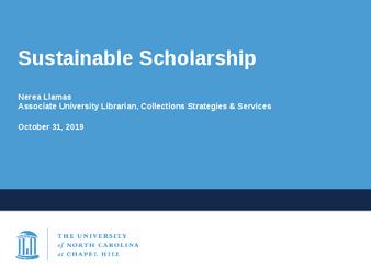 Sustainable Scholarship Town Hall October 31, 2019 thumbnail