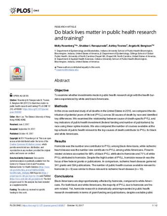 Do black lives matter in public health research and training?