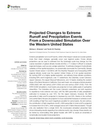 Projected Changes to Extreme Runoff and Precipitation Events From a Downscaled Simulation Over the Western United States