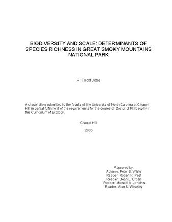 Biodiversity and Scale: Determinants of Species Richness in Great Smoky Mountains National Park thumbnail
