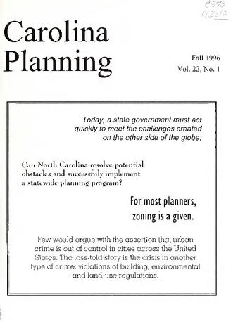 Carolina Planning Vol. 22.1: Regional and County-Level Planning