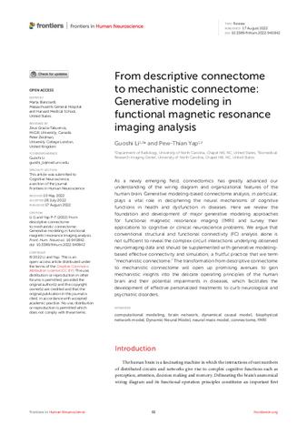 From descriptive connectome to mechanistic connectome: Generative modeling in functional magnetic resonance imaging analysis thumbnail