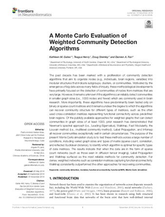 A Monte Carlo Evaluation of Weighted Community Detection Algorithms thumbnail
