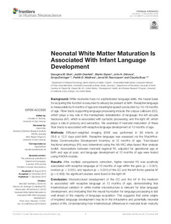 Neonatal White Matter Maturation Is Associated With Infant Language Development thumbnail