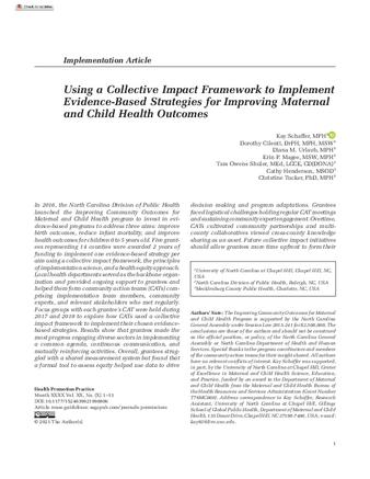 Using a Collective Impact Framework to Implement Evidence-Based Strategies for Improving Maternal and Child Health Outcomes
