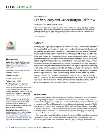 Fire frequency and vulnerability in California