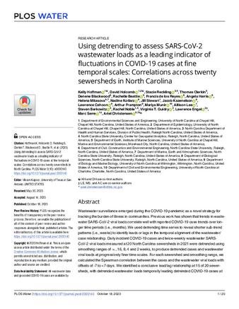 Using detrending to assess SARS-CoV-2 wastewater loads as a leading indicator of fluctuations in COVID-19 cases at fine temporal scales: Correlations across twenty sewersheds in North Carolina thumbnail