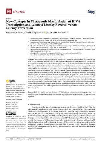 New Concepts in Therapeutic Manipulation of HIV-1 Transcription and Latency: Latency Reversal versus Latency Prevention thumbnail