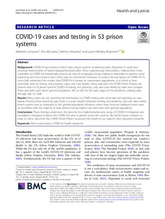 COVID-19 cases and testing in 53 prison systems thumbnail