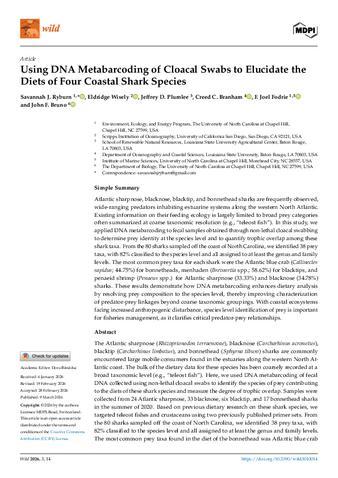 Using DNA Metabarcoding of Cloacal Swabs to Elucidate the Diets of Four Coastal Shark Species thumbnail