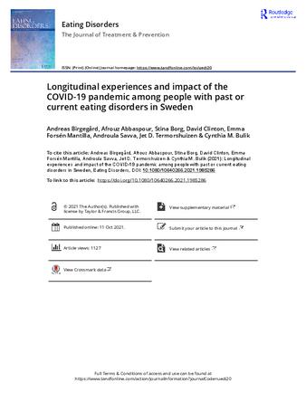 Longitudinal experiences and impact of the COVID-19 pandemic among people with past or current eating disorders in Sweden thumbnail