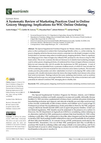 A Systematic Review of Marketing Practices Used in Online Grocery Shopping: Implications for WIC Online Ordering thumbnail