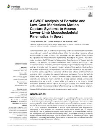 A SWOT Analysis of Portable and Low-Cost Markerless Motion Capture Systems to Assess Lower-Limb Musculoskeletal Kinematics in Sport thumbnail