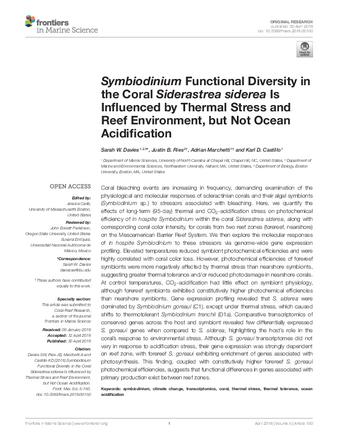 Symbiodinium functional diversity in the Coral Siderastrea siderea Is influenced by thermal stress and reef environment, but not ocean acidification thumbnail