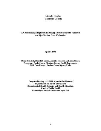 Lincoln Heights, Chatham County : a community diagnosis including secondary data analysis and qualitative data collection thumbnail