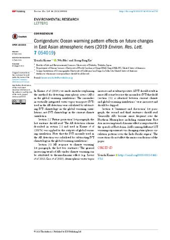 Ocean warming pattern effects on future changes in East Asian atmospheric rivers thumbnail