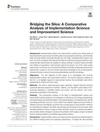 Bridging the Silos: A Comparative Analysis of Implementation Science and Improvement Science thumbnail