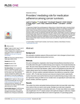 Providers' mediating role for medication adherence among cancer survivors thumbnail