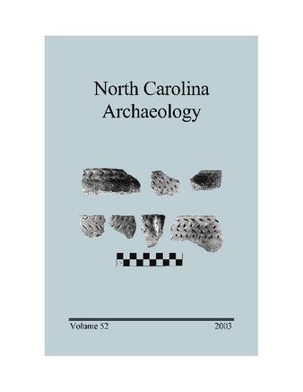 North Carolina Archaeology, Volume 52 thumbnail