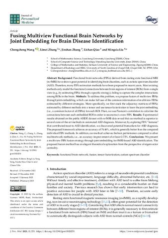 Fusing Multiview Functional Brain Networks by Joint Embedding for Brain Disease Identification thumbnail