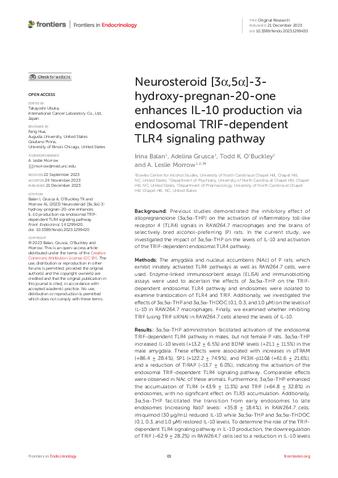 Neurosteroid [3α,5α]-3-hydroxy-pregnan-20-one enhances IL-10 production via endosomal TRIF-dependent TLR4 signaling pathway
