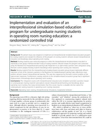 Implementation and evaluation of an interprofessional simulation-based education program for undergraduate nursing students in operating room nursing education: a randomized controlled trial