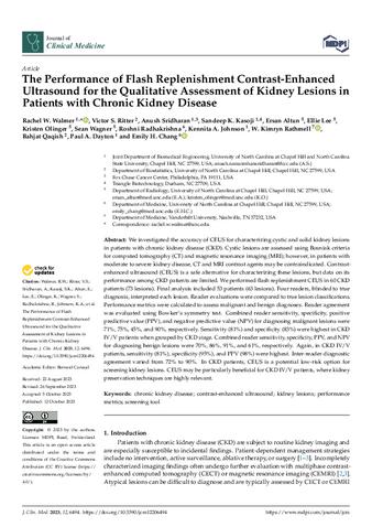 The Performance of Flash Replenishment Contrast-Enhanced Ultrasound for the Qualitative Assessment of Kidney Lesions in Patients with Chronic Kidney Disease thumbnail