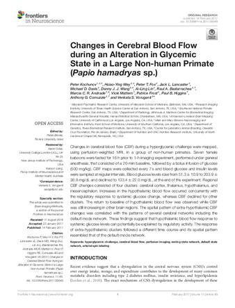 Changes in Cerebral Blood Flow during an Alteration in Glycemic State in a Large Non-human Primate (Papio hamadryas sp.) thumbnail