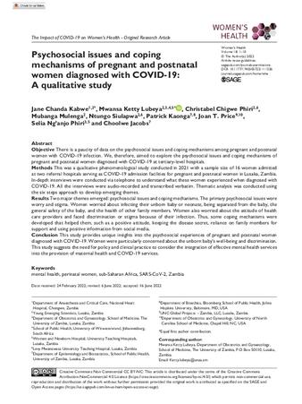 Psychosocial issues and coping mechanisms of pregnant and postnatal women diagnosed with COVID-19: A qualitative study thumbnail