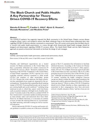 The Black Church and Public Health: A Key Partnership for Theory Driven COVID-19 Recovery Efforts thumbnail