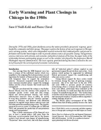 Early Warning and Plant Closings in Chicago in the 1980s thumbnail