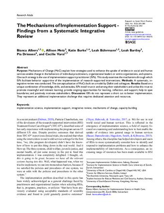 The Mechanisms of Implementation Support - Findings from a Systematic Integrative Review thumbnail
