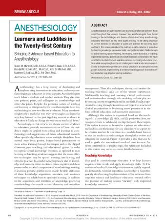 Learners and Luddites in the Twenty-first Century: Bringing Evidence-based Education to Anesthesiology thumbnail
